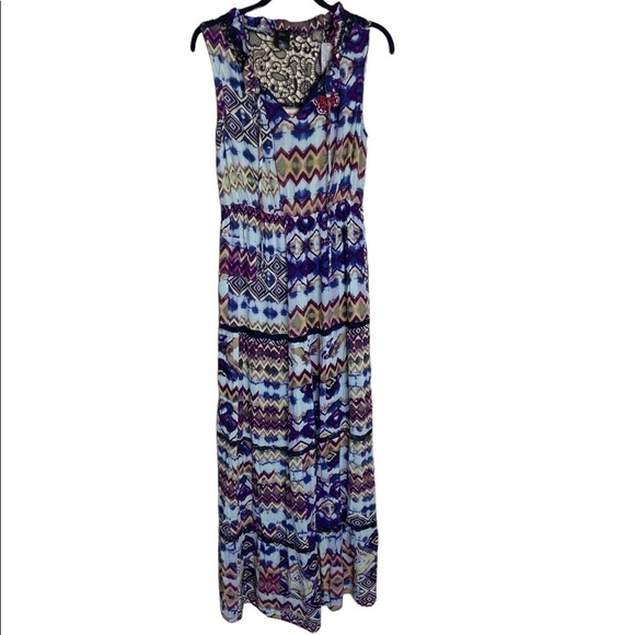 NWT Desigual Tie Dye Maxi Dress Vest Serpens size 4. Multi Color crochet - Picture 4 of 14